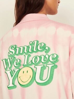 Sandro Paris Pink Tie-Dye Smile We Love You Jacket Luxury Cardigan Old Money